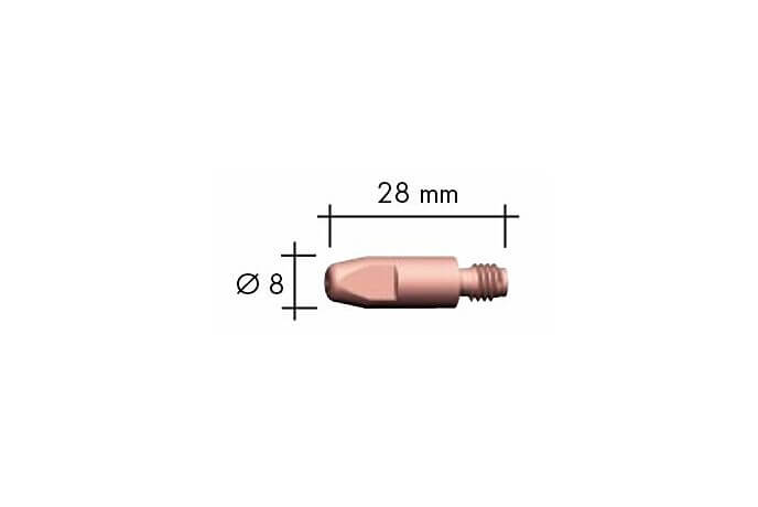 Stromdüse M6 / 8x28mm / E-Cu / für Aluminium